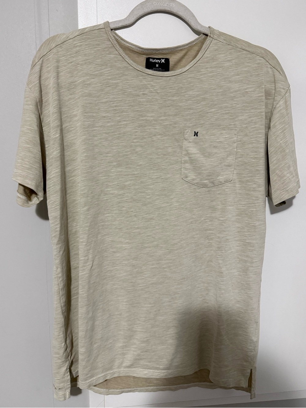 219. Hurley Dri Fit Short Sleeve Pocket Tee in Light Tan Athleisure Minimalist